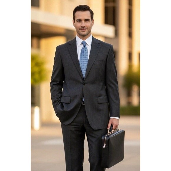 Ralph Lauren Men’s 2pc Suit 46L 36x27 Wool Pinstriped Classic Americana